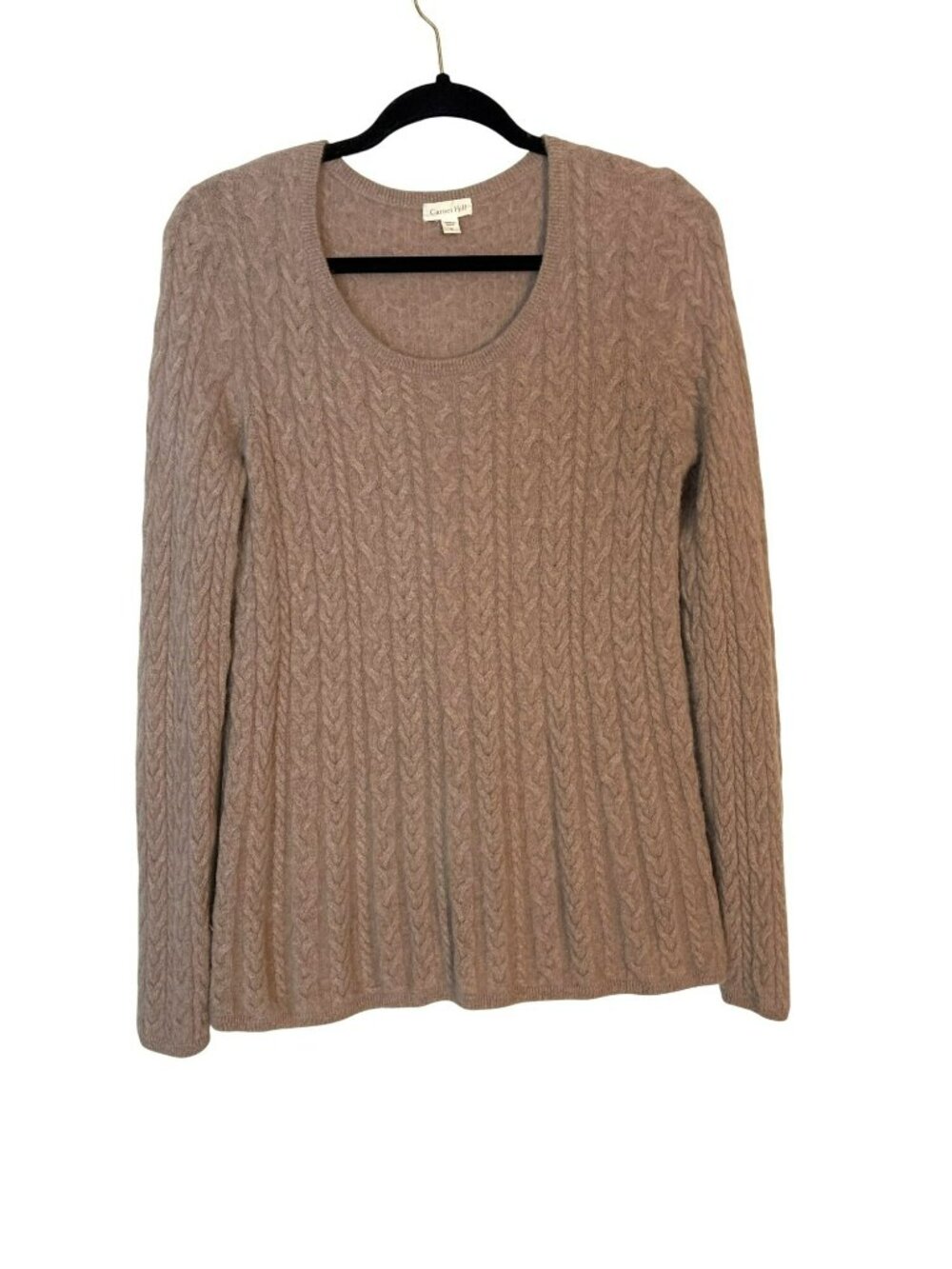 Garnet Hill 100% Cashmere Cable Knit Scoop Neck Sweater Size S